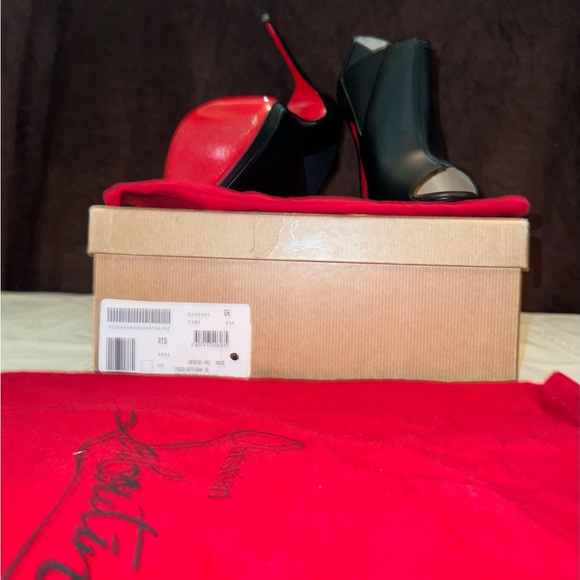 Bootstagram Red Sole Peep-Toe Bootie, Black - Picture 9 of 10